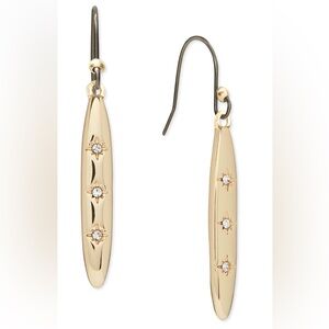 Lucky Brand Set Of Gold Tone Pave Crystal Drop Necklace And Earrings, NWT